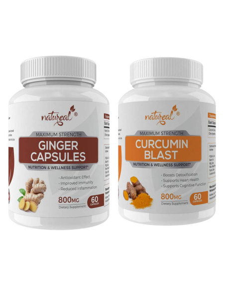 Natureal Overall Wellness Combo | Ginger Extract Capsules + Curcumin Extract Capsules