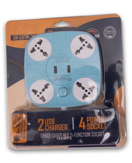 SoRoo Extension Board 2 USB Charger 4 Power Socket Switch Button