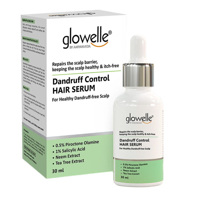 Glowelle Dandruff Controlling Hair Serum Enriched With Antibacterial And Antifungal Properties For Soothing Dry And Itchy Scalp With NO Silicone, No Paraben And No Fragrance