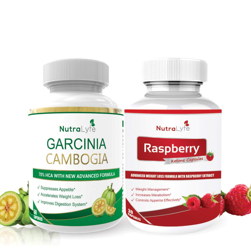 NUTRALYFE Ultimate Combo | 70% HCA Garcinia Cambogia with Raspberry Ketone | Advanced Natural & Herbal Formulation | 800 Mg Capsules - 90 Capsules