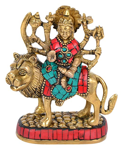 Goddess Durga Maa Mata Rani Idol Statue Murti For Home Temple (4 cm x 8 cm x 10 cm)