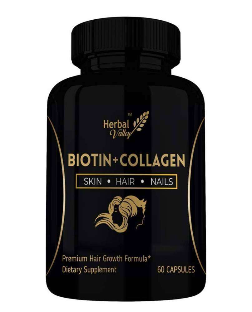 HerbalValley Biotin + Collagen | For Skin | Hair | Nails 30 Mcg (Pack of 1)