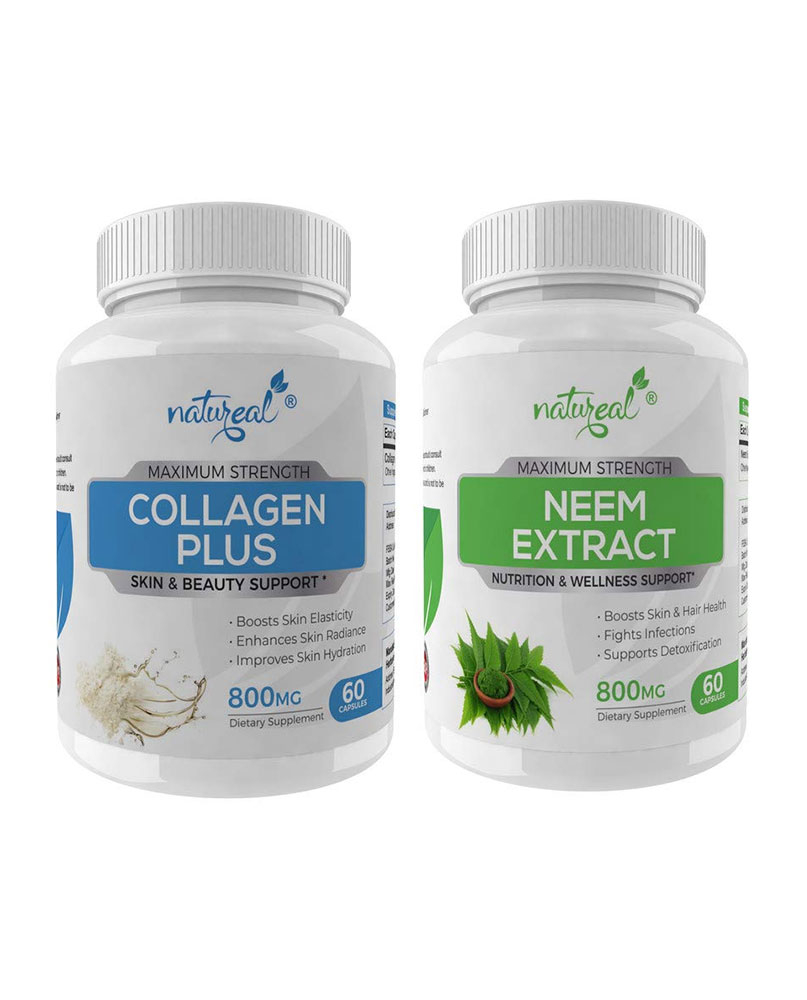 Natureal Skin Care Combo | Collagen 800 Mg Capsules + Neem 800 Mg Capsules