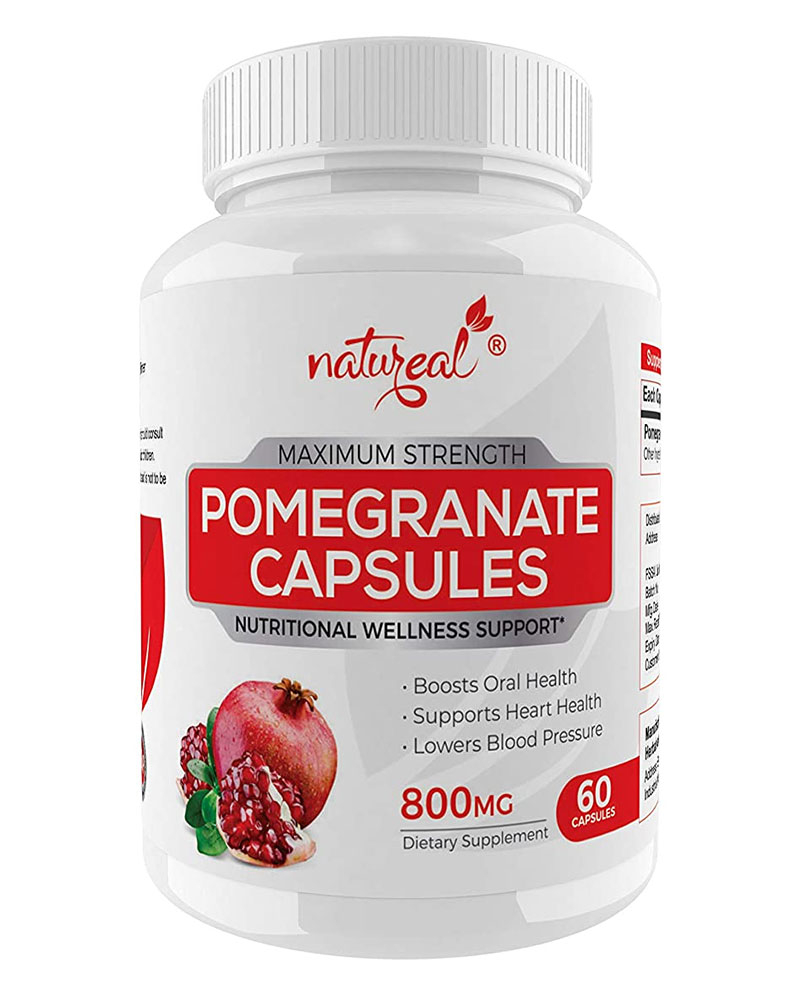 Natureal Pomegranate Pure Extract 800 mg Capsules for Cardiac & Circulatory Health