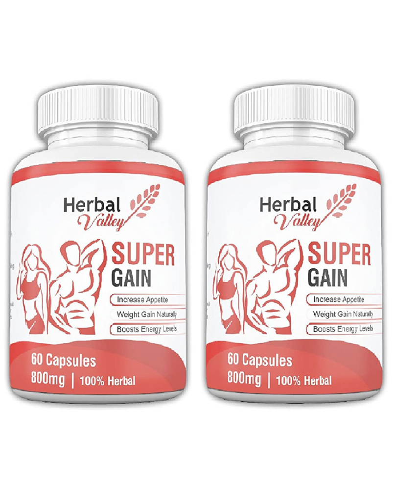 HerbalValley Super Weight Gain | Natural Capsules for Men and Women | Pack of 2