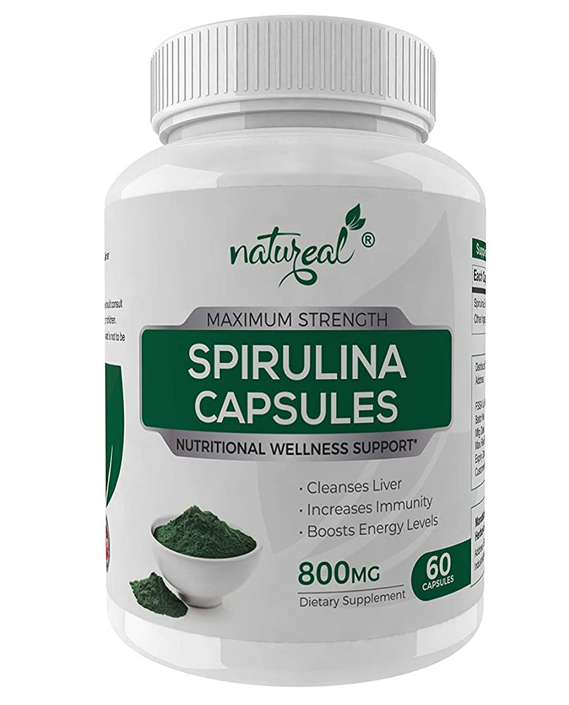Natureal Spirulina Pure & Organic Capsules for Improved Immunity & Overall Wellness