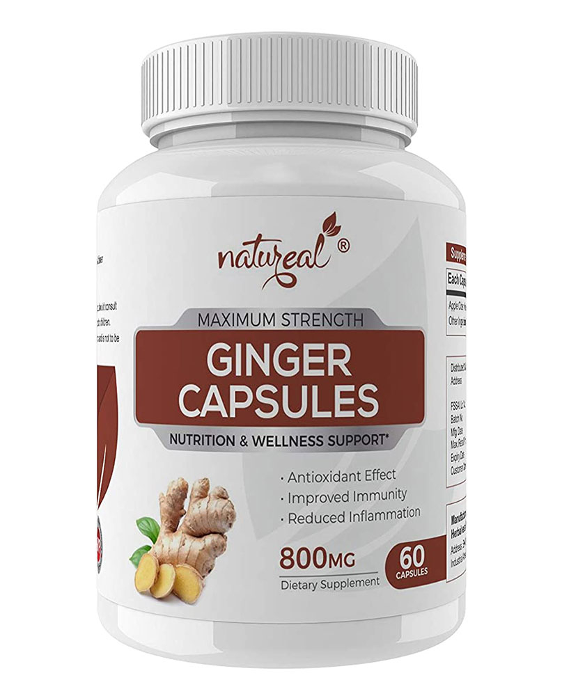 Natureal Ginger Pure Extract 800 mg Capsules for Improved Immunity & Overall Wellness