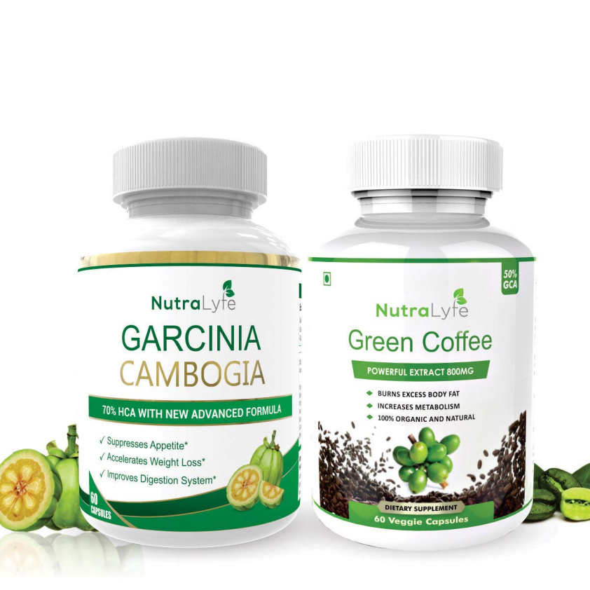 NUTRALYFE Ultimate Combo | 70% HCA Garcinia Cambogia with 50% GCA Green Coffee | Advanced Natural & Herbal Formulation | 800 Mg Capsules - 120 Capsules