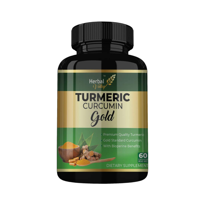 HerbalValley Turmeric Curcumin Gold | Bioperine | 60 Capsules