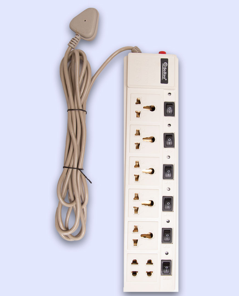 SoRoo 7 + 1 Power Strip with Master Switch, Indicator, Safety Shutter & 7 Powerful sockets