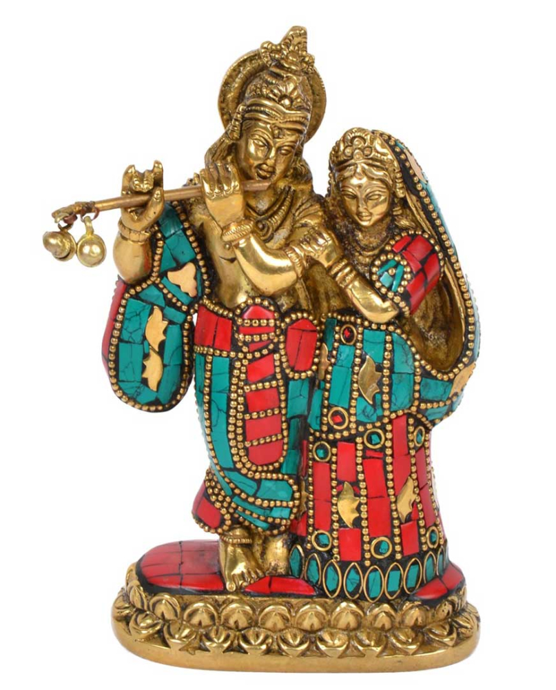 Brass Lord Radha Krishna Statue Idol Murti (4 cm x 9 cm x 15 cm)