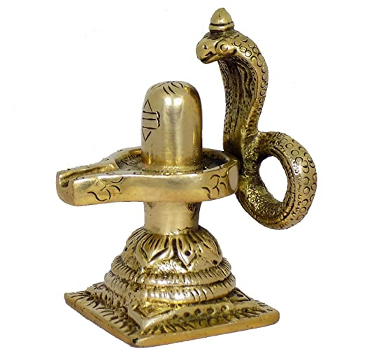 Shiva Lingam Statue for Home Shivling Brass for Lord Shiva Pooja (W-290g, H-8cm)