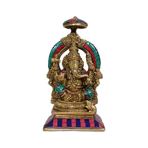 Lord Ganesha Idols/ Ganpati Murti Statue and Sculpture for Home Decor and Gifting ( brass W-1.6kg H-7.5'')