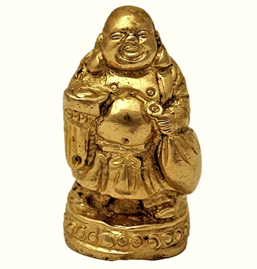 A laughing buddha Statue for money and wealth /Fengshui/ Feng shui Items ( Brass , W-240gm, H-2.5inch)