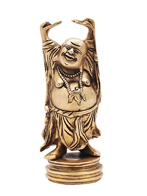 A Laughing Buddha For Wealth And Happiness Big Statue Brass ,( W-1Kg H-6'')
