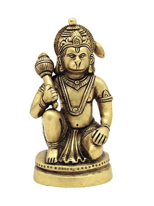 Hindu God Idol Lord Hanuman Statue/ Murti Brass Handcrafted items ( W-900gm H-5.5'')