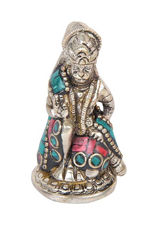 Brass Lord Hanuman Idol Murti Statue for Car Dashboard (3 cm x 3 cm x 6 cm)