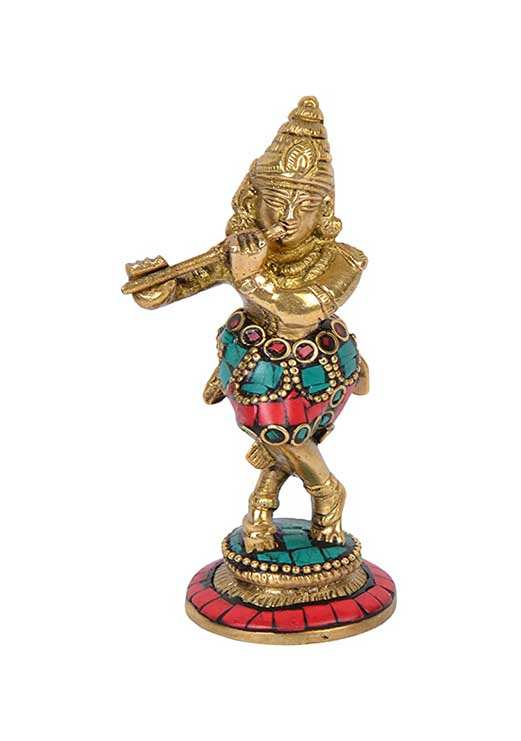 God Lord Krishna Statue Idol Murti for Pooja (4 cm x 4 cm x 12 cm,)